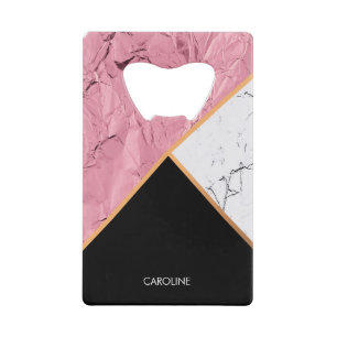 Rose Gold Black and White Marble Pattern