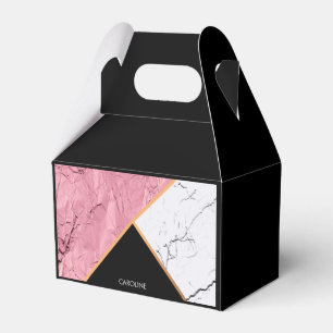 Rose Gold Black and White Marble Pattern Favour Box