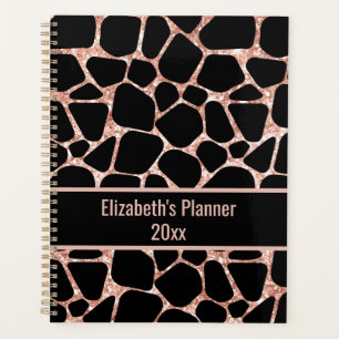 Rose Gold & Black Animal Print Personalized Planner