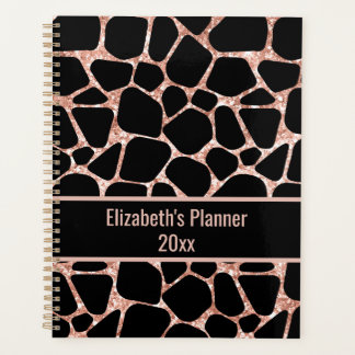 Rose Gold & Black Animal Print Personalized Planner