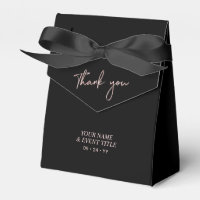 Rose gold Black Brush Script Party Thank you Favou