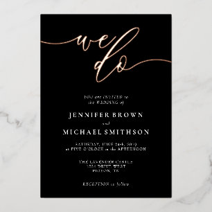 Rose Gold Black Calligraphy Signature Wedding