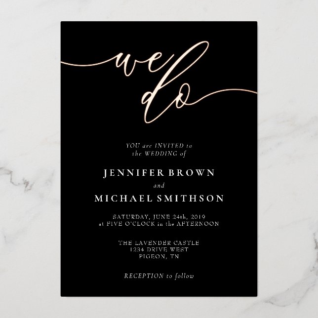 Rose Gold Black Calligraphy Signature Wedding (Front)