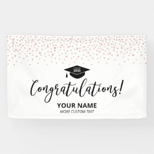 Rose Gold Black Confetti Congratulation Graduation Banner