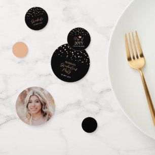 Rose gold & Black Confetti Graduation Party Decor