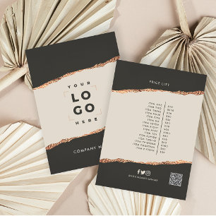 Rose gold black elegant modern girly price QR code Invitation
