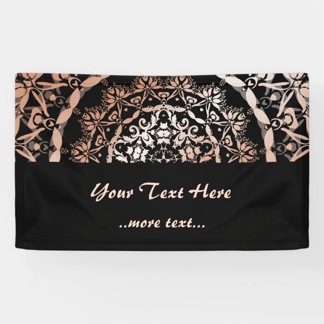 Rose Gold Black Floral Mandala Banner (Horizontal)