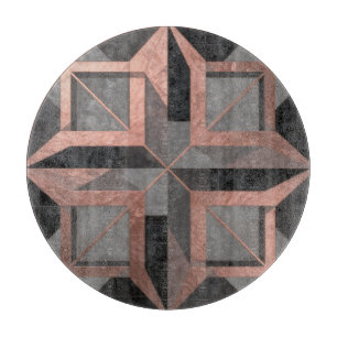 Rose Gold Black Geometric Marble Cutting Board