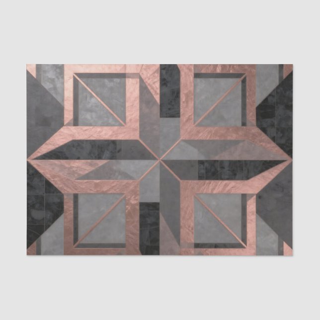 Rose Gold Black Geometric Marble Tissue Paper (Front)