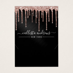 Rose Gold Black Glitter Drip Necklace Display Card