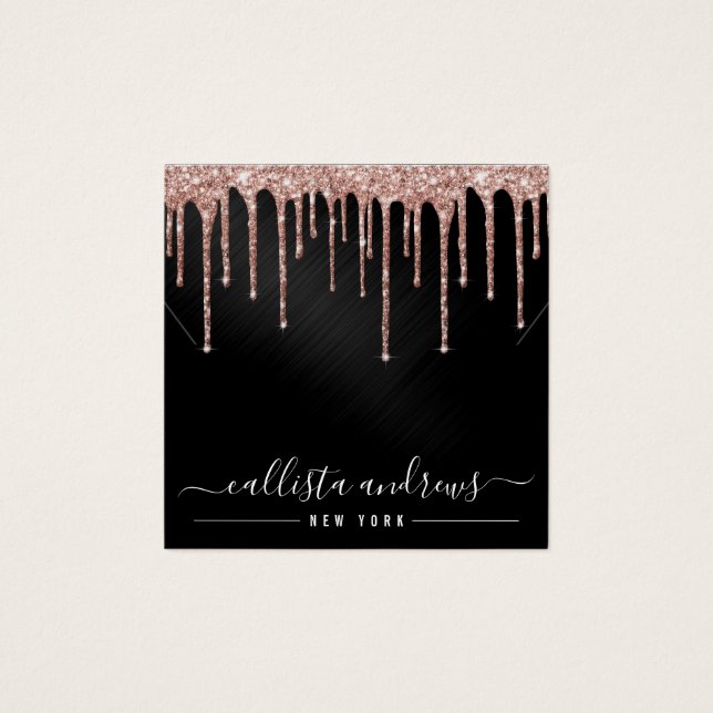 Rose Gold Black Glitter Drip Necklace Display Card (Front)