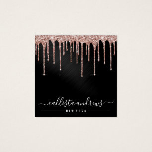 Rose Gold Black Glitter Drips Earring Display Card