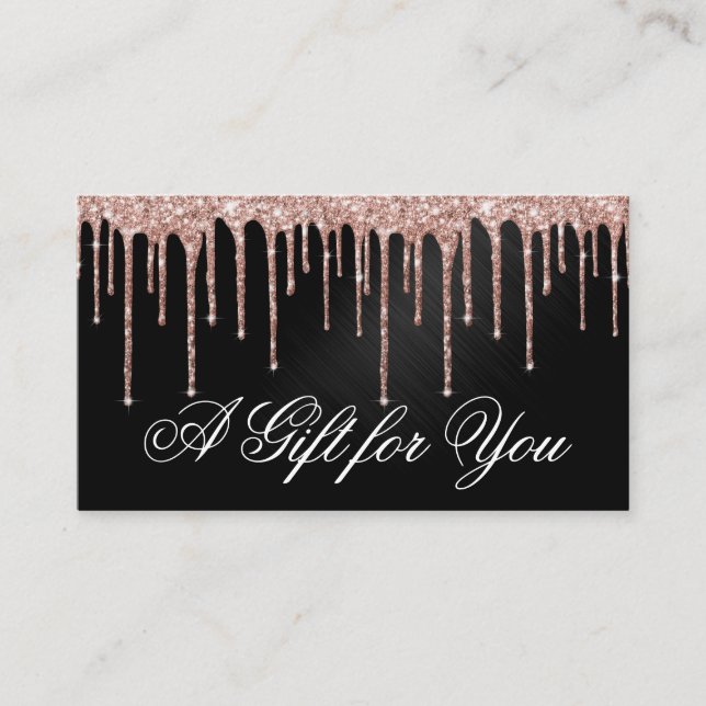 Rose Gold Black Glitter Drips Gift Certificate (Front)