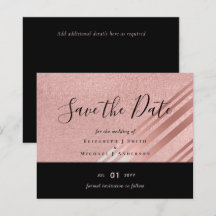 Rose Gold Black Glitter  Look WEDDING SAVE DATE