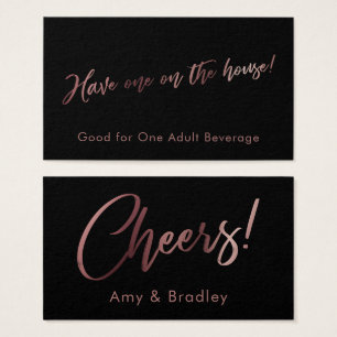 Rose Gold & Black Handwriting Script Drink Tickets