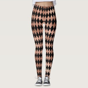 Rose Gold & Black Harlequin Leggings