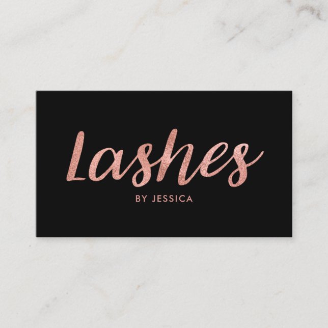 Rose Gold Black Lashes Beauty Salon Cosmetologist Business Card (Front)
