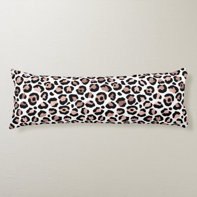 Rose Gold Black Leopard print cheetah trendy  Body Cushion (Front)
