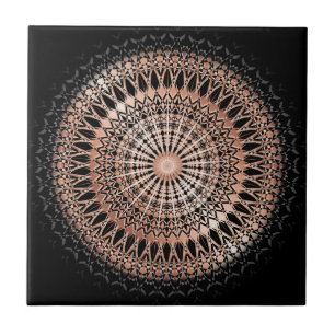 Rose Gold Black Mandala Tile