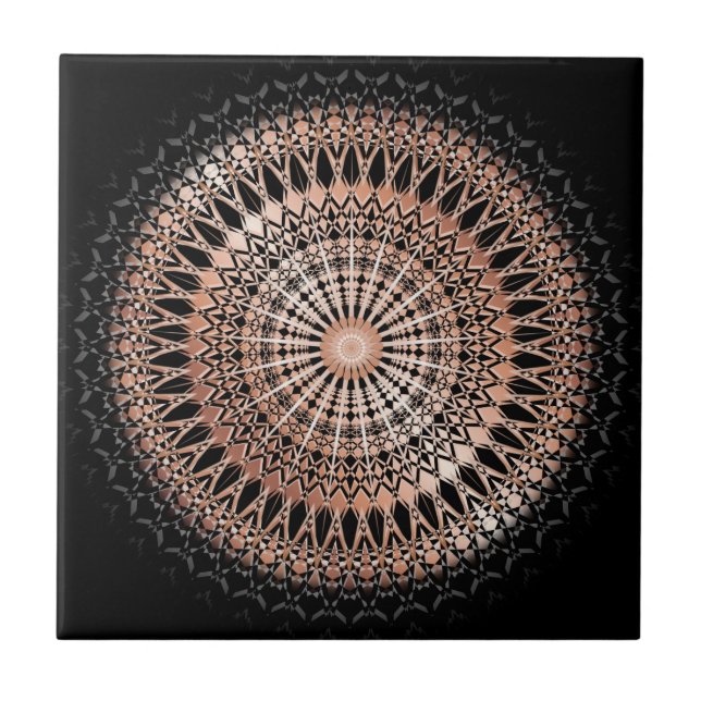 Rose Gold Black Mandala Tile (Front)