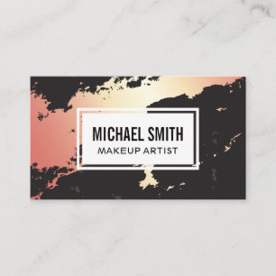 Rose Gold Black Marble Background Business Card