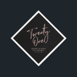 Rose Gold & Black Modern Adult 21st Birthday Party Napkin<br><div class="desc">This custom paper napkin will add stylish detail to your 21st birthday celebration. This design features simple chic rose gold lettering "Twenty One" with custom text. Matching invitations and party supplies are available in my shop BaraBomDesign.</div>