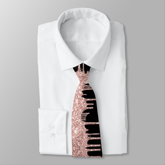 Rose Gold Black Neck Tie (Tied)