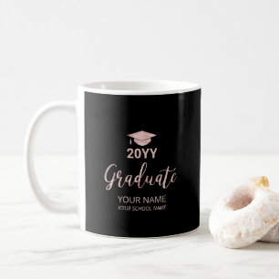 Rose Gold & Black Personalised Graduation Gifts Coffee Mug