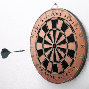 Rose Gold Black Pink Custom Name Elegant Feminine  Dartboard