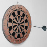 Rose Gold Black Pink Custom Name Elegant Feminine  Dartboard<br><div class="desc">A classic dartboard design with alternating  black and (faux) rose gold triangles. 

Above and below there are the name and a message as arched text,  in black caps.</div>