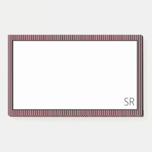 Rose Gold Black Striped Border   Monogram  Post-it Notes