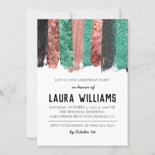 Rose Gold & Black Tape Birthday Invitation