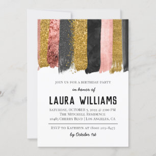 Rose Gold & Black Tape Birthday Invitation
