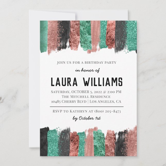 Rose Gold & Black Tape Birthday Invitation (Front)