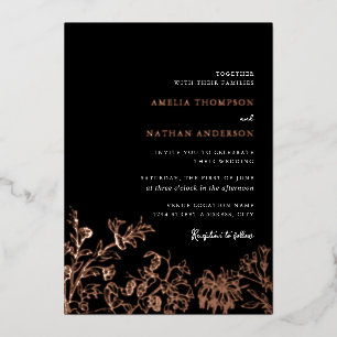 Rose Gold Black Vintage Floral Elegant Wedding