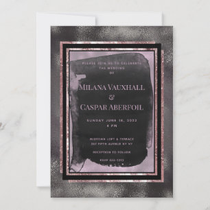 Rose Gold & Black Watercolor Gallery Wedding Party Invitation