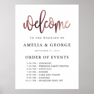 Rose Gold black welcome order of events Poster