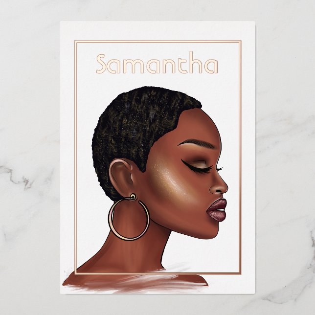 Rose Gold Black Woman Birthday Party (Front)