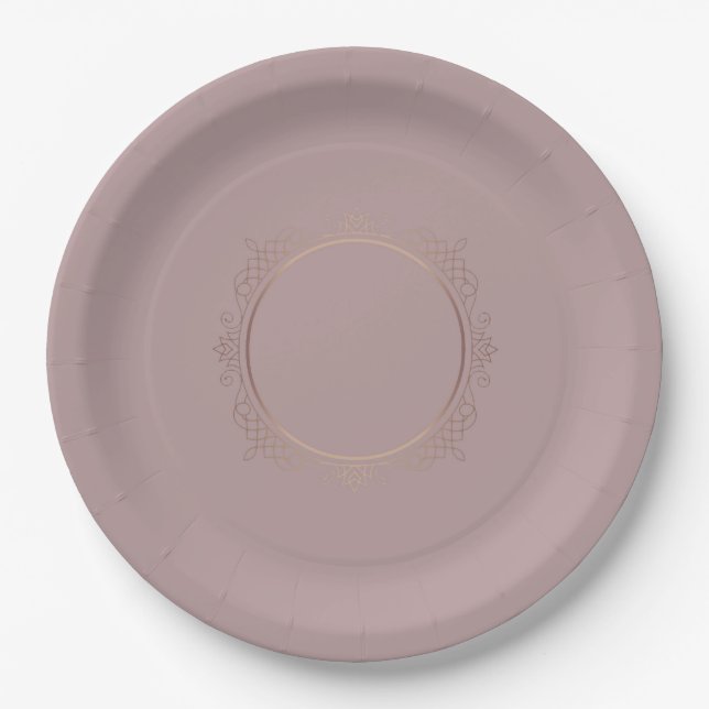 Rose Gold Blank Template Add Your Text Elegant Paper Plate (Front)