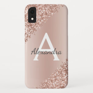 Rose Gold Bling Luxury Sparkle Glitter Monogram iPhone XR Case