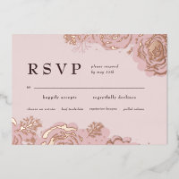 Rose Gold Blooms  Foil Invitation