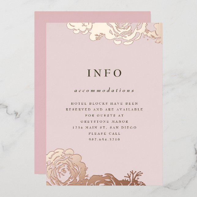Rose Gold Blooms Invitation (Front/Back)