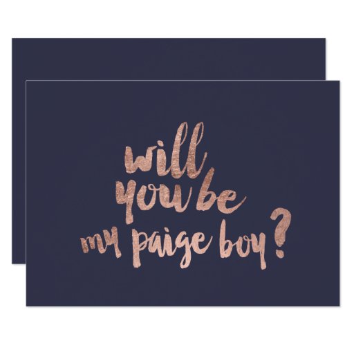 Image of Rose gold blue Will you be my paige boy Invitation