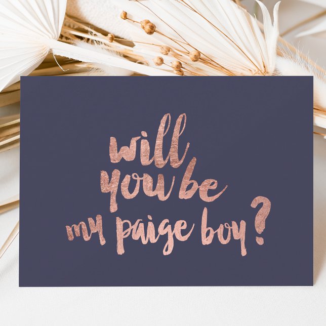 Rose gold blue Will you be my paige boy Invitation (Creator Uploaded)