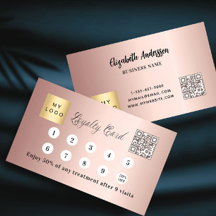 Rose gold bluesh qr code corporate logo loyalty card
