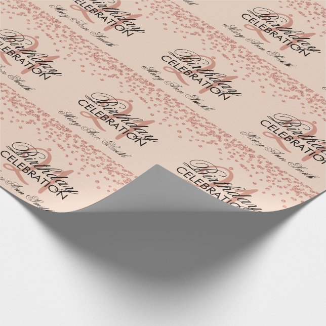 Rose Gold Blush 21st Birthday Glitter Confetti Wrapping Paper (Corner)