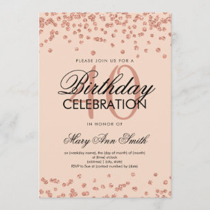 Rose Gold Blush 40th Birthday Glitter Confetti Invitation