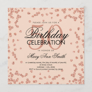 Rose Gold Blush 50th Birthday Glitter Confetti Invitation