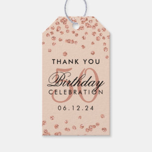 Rose Gold Blush 50th Birthday Thank You Confetti Gift Tags