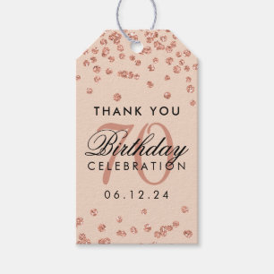Rose Gold Blush 70th Birthday Thank You Confetti Gift Tags